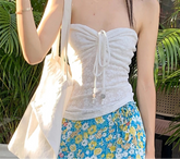 BXOXO White Transparent Lace Camis Sexy See Through Strapless Copped Top Women Summer Holiday Party Vest y2k Aesthetic Tube Top